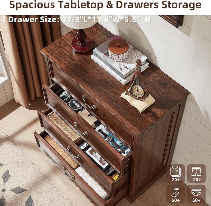 Bedroom Dresser Sets, 54" Wide 7 Drawers Dresser and 37" Tall 4 Drawers Dresser, Wooden 2 Piece Bedroom Furniture Set, Chest of Drawer for Bedroom, Home, Living Room, Hallway, Brown