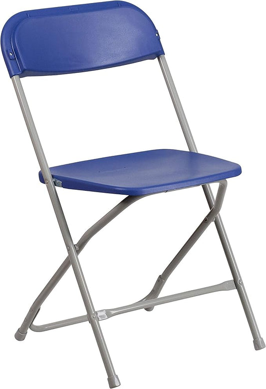 Flash Furniture Hercules Series Plastic Folding Chair - Blue - 650LB Weight Capacity Comfortable Event Chair - Lightweight Folding Chair
