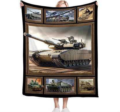 Tank Throw Blanket - Military Gifts for Fans, Soft Warm Cozy Fleece for Boys, Men, Girls, Women, Kids, Adults - Sofa, Couch, Bed Cover 50"x40"