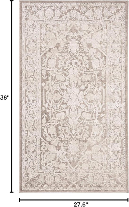 SAFAVIEH Reflection Collection Accent Rug - 2'3" x 3', Beige & Cream, Non-Shedding & Easy Cleaning, Ideal for Entryway, Living Room, Bedroom (RFT665A)