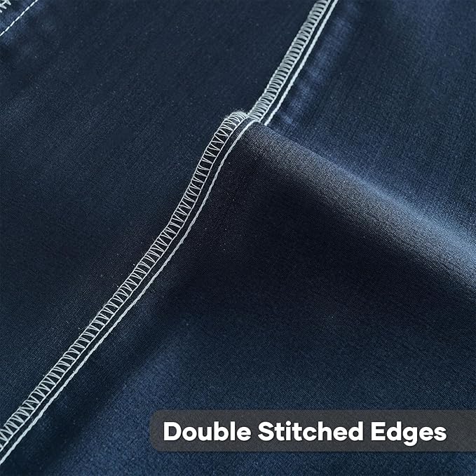FUTEI Denim Blue Decorative Throw Pillow Covers 22x22 Inch Set of 2,Soft Cozy Wheat Ear Striped Patterns Cushion Cases,Modern Home Decor for Couch Bed Living Room