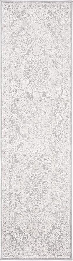SAFAVIEH Reflection Collection Runner Rug - 2'3" x 6', Light Grey & Cream, Non-Shedding & Easy Cleaning, Ideal for Living Room, Bedroom (RFT668G)