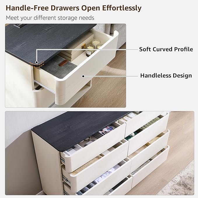 ACCOHOHO Modern Bedroom Set, 3 Pieces Bedroom Furniture Set, Wood 8 Drawer Dresser and Nightstands Set of 2, Chest of Drawers Wide Storage Organizer Cabinet for Bedroom, White