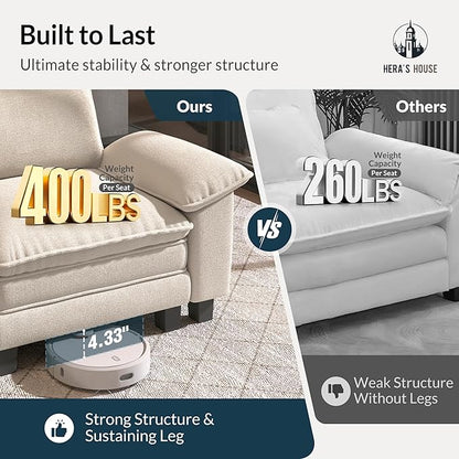 HERA'S HOUSE 158" Modular Sectional Sofa, Oversized Couches for Living Room, Comfy Cloud Couch 4-Seater Deep Seat Sofa with Throw Pillow, Chenille Beige