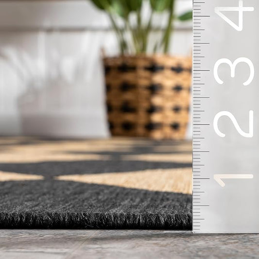 nuLOOM 4' x 6' Outdoor Performance Area Rug, Stain Resistant, Weather Resistant, High Traffic, Patio, Balcony, Outside, Sabina Dark Grey