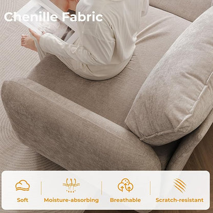 104'' Modular Sectional Sofa with All Seats Storage, Oversized U Shaped Couch for Living Room,3-Seater Comfy Cloud Couches with Movable Ottoman,Big Sectional for Bedroom,Velet,Khaki