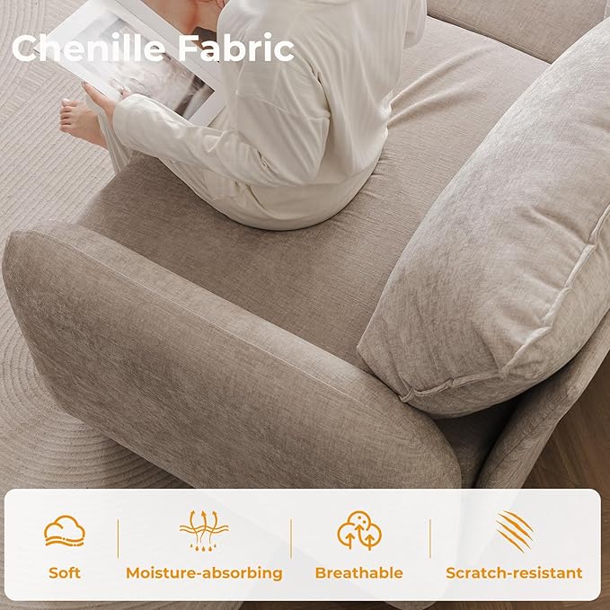 135'' Modular Sectional Sofa with All Seats Storage,Oversized 4-Seater Comfy Cloud Couches with Deep Seat,Big Couch for Living Room,Bedroom,Velet,Khaki