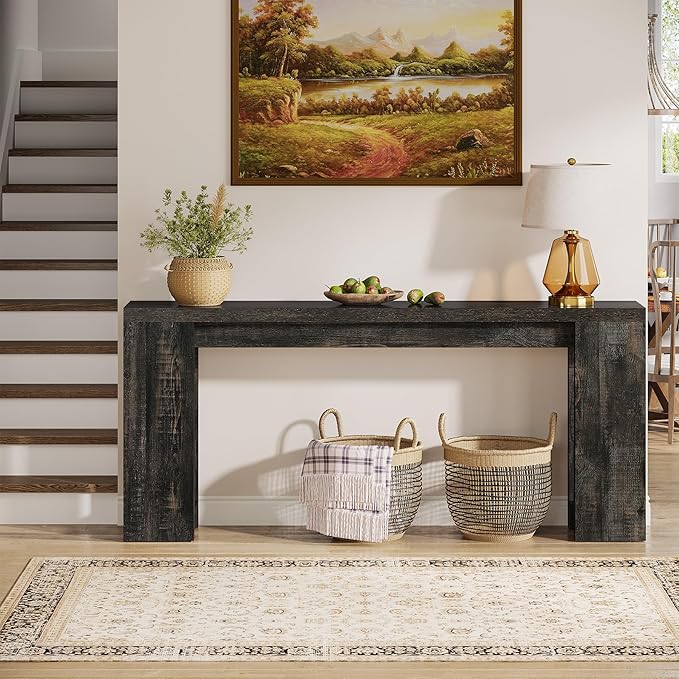 Tribesigns 70.9-Inch Extra Long Console Table, Farmhouse Wood Sofa Table Behind Couch, Narrow Entryway Accent Table for Living Room, Hallway, Entrance, Foyer, Black