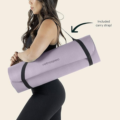 Retrospec Solana Yoga Mat 1" Thick With Nylon Strap For Men & Women - Non Slip Exercise Mat For Home Yoga, Pilates, Stretching, Floor & Fitness Workouts