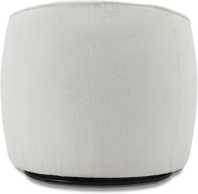 Swivel Accent Chair, Modern Upholstered Boucle Barrel Arm Chairs with Pillow for Living Room, 360 Degree Round Swivel Sherpa Armchair with Round Base for Bedroom Club (1, Cream)