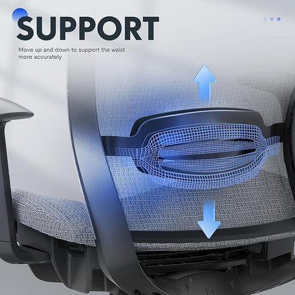 FLEXISPOT OC3 Air Ergonomic Office Chair Mesh Back Swivel Computer Chair Executive Office Desk Chairs with Adjustable Lumbar Support/2D Headrest/Lockable Backrest, Mesh Seat Cushion, Gray