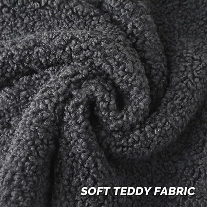 FUTEI Charcoal Throw Pillow Covers 22x22 Inch Set of 2,Furry Faux Fur Teddy Boucle Textured Cushion Covers,Soft Fluffy Decorative Pillow Case,Home Decor for Couch Bed Living Room Office Car