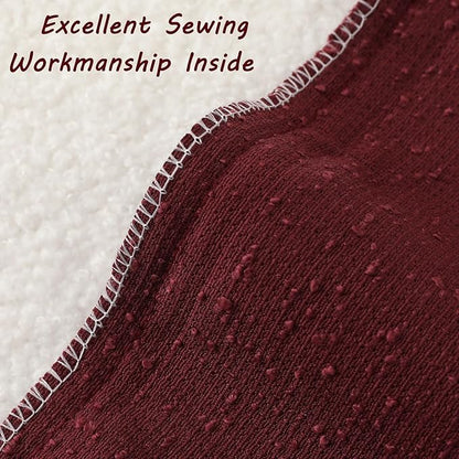 FUTEI Pack of 2 Burgundy Decorative Throw Pillow Covers 24x24 Inch Soft Cozy Solid Boucle Textured European Cushion Case,Modern Home Decor for Couch Bed Living Room