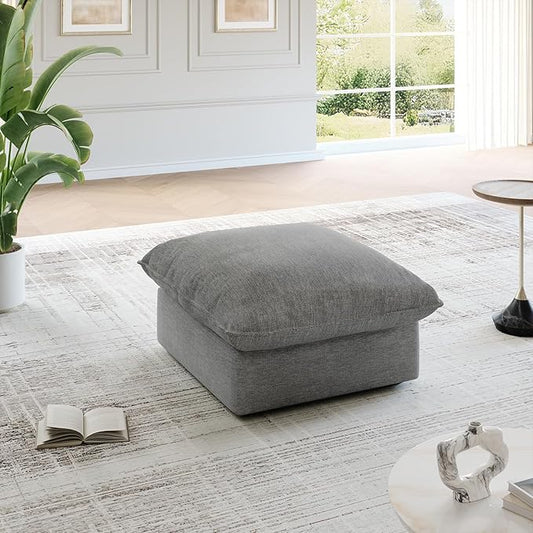 Cloud Movable Ottoman, Waterproof Down Filled Modular Sectional Sofa, High Backrest Sectional Couches for Living Room, Modern Modular Couch with Removable Cover, Dark Gray