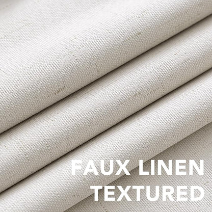 H.VERSAILTEX Blackout Curtains, Durable Thick Textured Look 100% Blackout Patio Door Curtain, Grommet Extra Wide Sliding Door Curtain Panel Long Curtains, W100 x L108 inch- Ivory