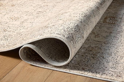 Loloi Teagan Collection TEA-03 Ivory/Sand 6'-7" x 9'-2" Area Rug, Large, Soft Neutral Rug, High-Traffic for Living Room, Bedroom, Home Office, Dining Area