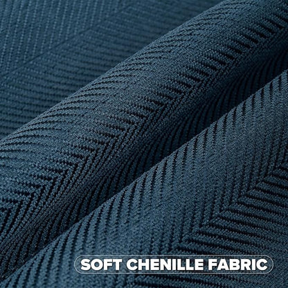 FUTEI Navy Blue Chenille Throw Pillow Covers 22x22 Inch Set of 2,Soft Wide Chevron Textured Cushion Case,Farmhouse Home Decor for Couch Bed Living Room
