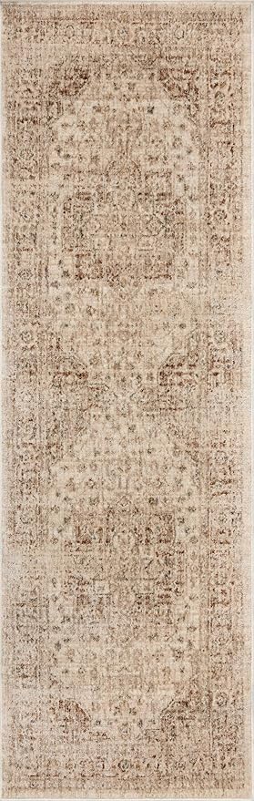 Loloi Magnolia Home by Joanna Gaines Junie Collection JUE-04 Natural/Clay 9'-6" x 9'-6", .38" Pile Height, Round Area Rug