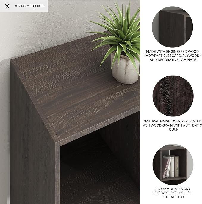 Signature Design by Ashley Piperton 9 Cube Storage Organizer or Bookcase, Charcoal