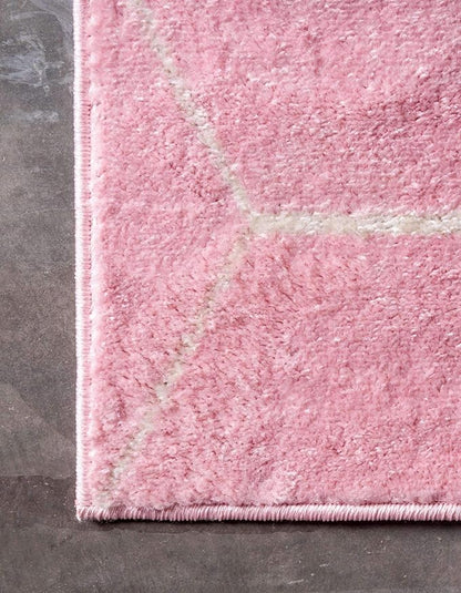 Unique Loom Trellis Frieze Collection Area Rug - Geometric (7' 10" Square, Light Pink/ Ivory)