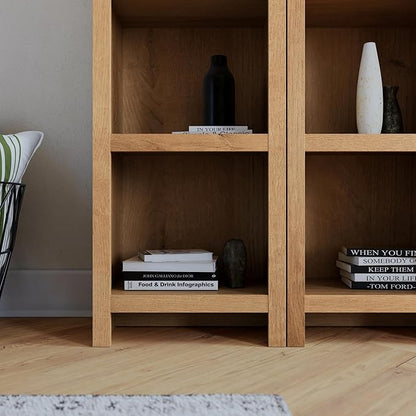 Prepac Moda 80" Tall 5-Tier Narrow Bookcase in Natural Oak, Modern Storage Accent Bookshelf with 3 Adjustable Shelves for Home, Office, Living Room, Bedroom