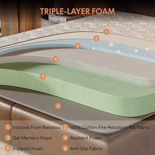 FLEXISPOT Adjustable Bed Frame Base Split King + 6" Cooling Gel Memory Foam Mattress, Massage, Head and Foot Incline, Zero Gravity, Zero Clearance, Under-Bed Lights, Anti-Snore, Wireless Remote