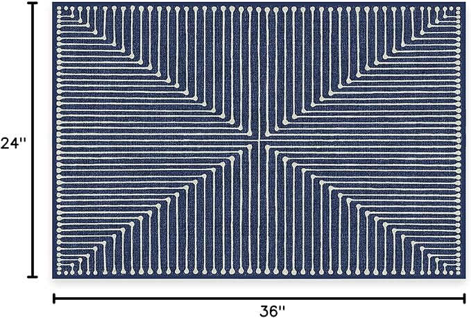 RUGGABLE x Jonathan Adler Machine Washable Modern Area Rug – Inkdrop Lapis Blue 2x3, Stain-Resistant, Non-Slip – Small Rugs for Living Room, Bedroom, Hallway, Entryway & Bathroom–with Standard Pad