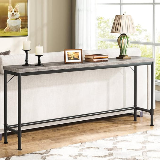 Tribesigns 70.9 Inch Extra Long Console Table for Entryway, Narrow Long Sofa Table Behind Couch, Rustic Grey Hallway Table Industrial Height Bar Table for Living Room