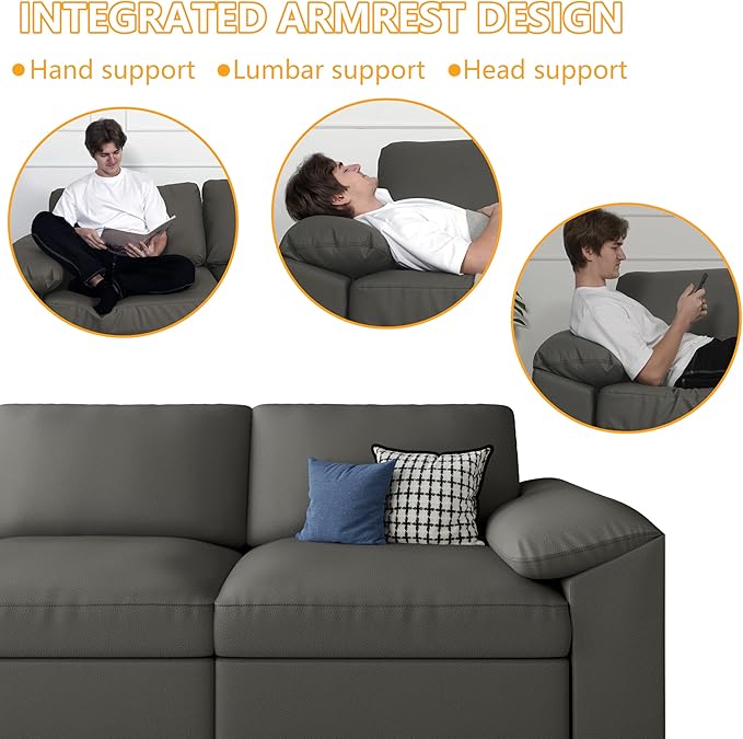 EASE MOOSE Oversized U Shaped Couch,Modular Sectional Convertible Sofa with Wide Deep,Extra Large Faux Leather Scratch Resistant Modern Couch for Big Spaces,Grey