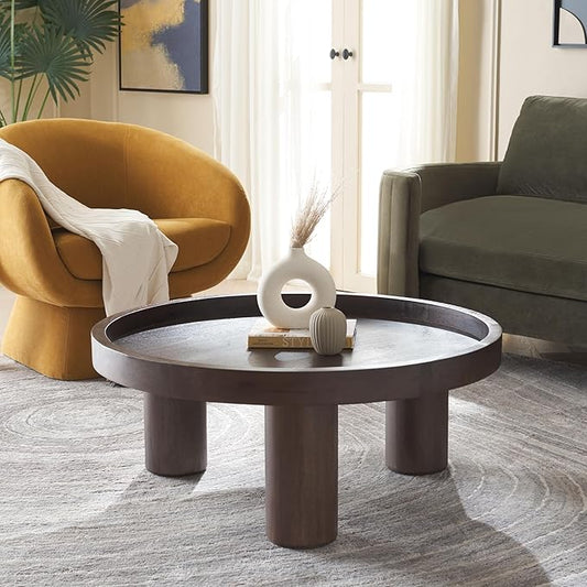SAFAVIEH Home Collection Meek Brown 3-Leg Round Coffee Table