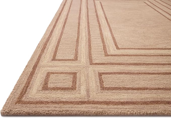 Loloi Chris Loves Julia Alfie Collection ALF-01 Blush/Rose 9'-3" x 13' Area Rug Wool Neutral Living Bedroom Dining Carpet