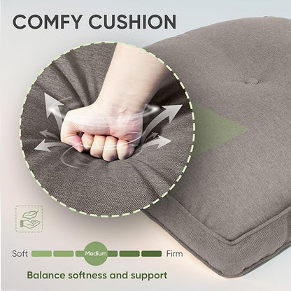 Outdoor Chair Cushions Set of 2, Waterproof Outdoor Seat Cushion 25x22, Patio Cushions for Outdoor Furniture, Replacement Couch Cushion, Include 2 Back & 2 Seat Cushions, Button/Grey