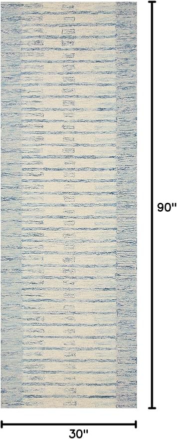 Loloi Chris Loves Julia Chris Collection CHR-01 Ivory/Denim 2'-6'' x 7'-6'', .50" Pile Height, Runner Rug
