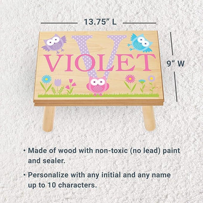 Let’s Make Memories Personalized My Own Name Step Stool - Children’s Step Stool - Sturdy Wood – Non-Toxic Paint, Sealer - Jungle Design - Gray - 14’Wx9.25”Lx8.75”H - Ages 3+