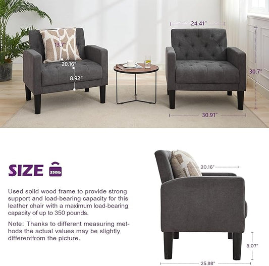 TYBOATLE Mid-Century Fabric Tufted Accent Living Room Armchairs, Comfy Modern Upholstered Bedroom Office Armchair, Reading Chair