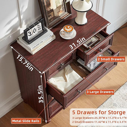 Farmhouse Dressers & Night Stand Set of 4, Wood 54" Wide 7 Drawer Dresser & 35" Tall Chest of Drawers, 18" Roman Column Nightstand Set of 2, Bedroom Furniture Dresser Sets for Home Living Room Hallway