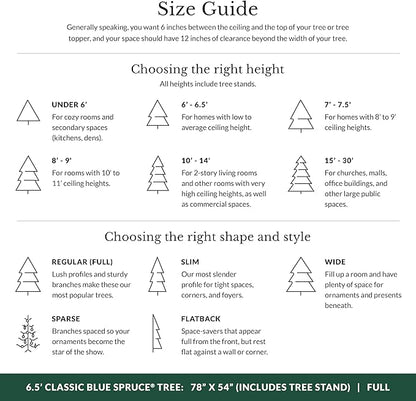 Balsam Hill 6.5ft Pre-Lit Classic Blue Spruce - Artificial Christmas Tree with 2,144+ Tips, 700 Clear LED Lights, Easy Plug Technology & Premium Stand for Indoor Holiday Decorating