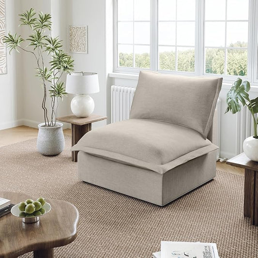 Middle Seat for Cloud Modular Sectional Sofa, Comfy Down Filled Cloud Couch with Removable Cover, Modular Sectional Couches for Living Room, Light Gray