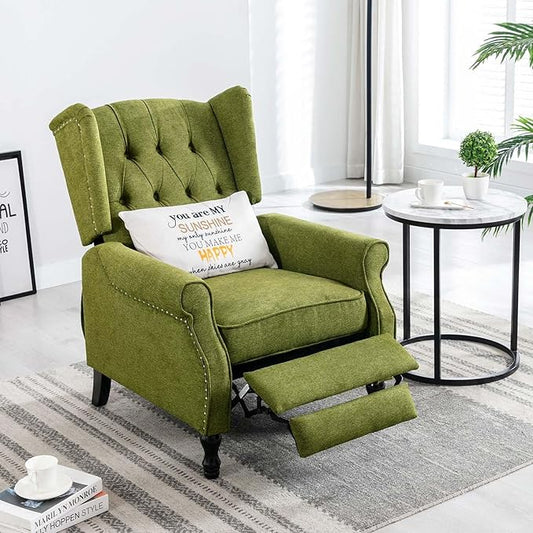 Wingback Recliner Chair, Modern Accent Arm Chair for Living Room/Bedroom/Office/Home Theater, Dark Green