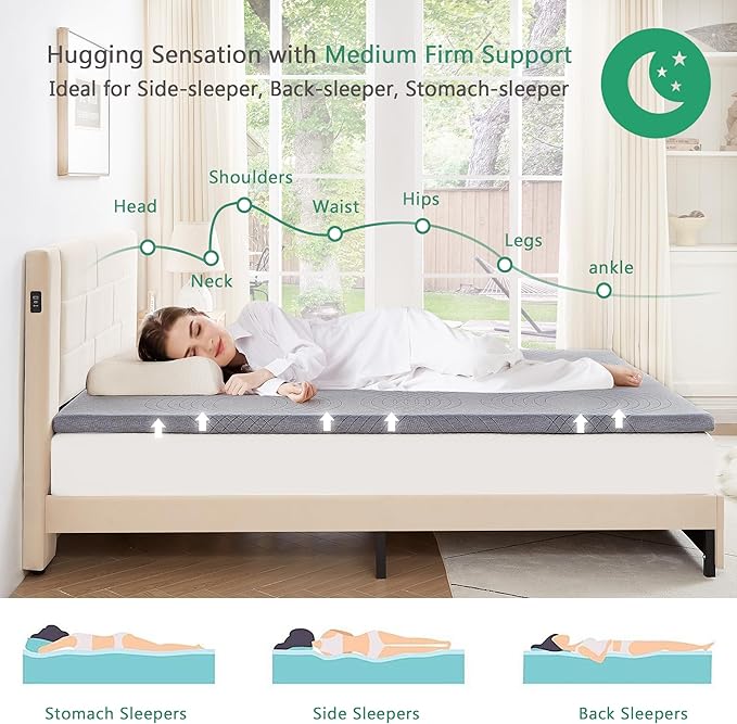 VECELO Gel Infused Memory Foam Mattress Topper California King Size, 2 Inch Fresh Cooling Mattress Pad with Washable Cover, Pain Pressure Relieve Bed Topper, Breathable, Comfort