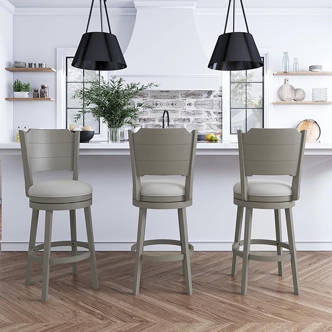 Hillsdale Clarion Wood Swivel Bar Height Stool, Distressed Gray