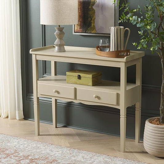 SAFAVIEH Home Collection Araminta Sand 2 Lower Drawer Console Table for Entryway, Living Room, Foyer