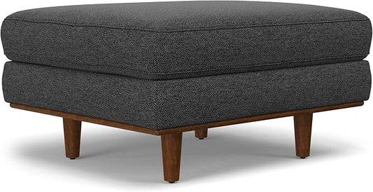 SIMPLIHOME Morrison 33-inch Wide Table Ottoman in Charcoal Grey Woven-Blend Fabric, Multifunctional Footrest, Coffee Table, or Extra Seating for Living Room, Mid-Century Modern Style