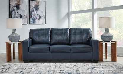 Signature Design by Ashley Santorine Classic Leather Match Tufted Sofa, Blue