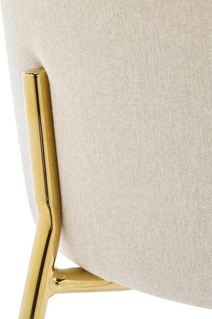 Christopher Knight Home Kira Indoor Upholstered Barstool with Metal Frame Set of 2, Bar Chairs Kitchen Stools, Comfy Fabric Bar Seating for Island Home Office, 29.5''Seat Height, Beige+Gold