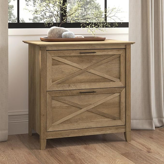 Bush Furniture Key West 2 Drawer Lateral File Cabinet in Reclaimed Pine, Document Storage for Home Office, Accent Chest with Drawers