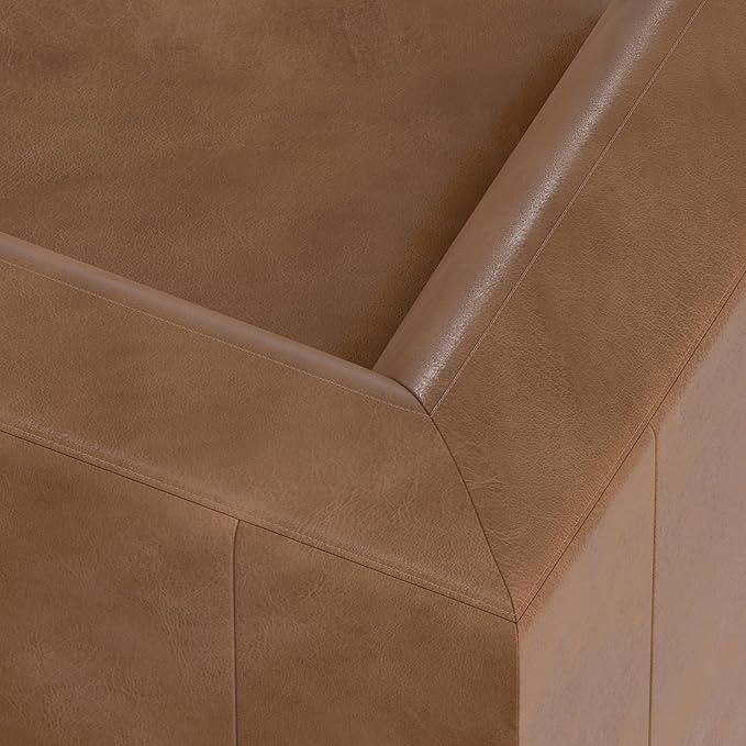 SIMPLIHOME Rex Left Corner Sectional Modular Sofa and Ottoman Set in Full-Grain Genuine Leather, Sienna, 116-inch-wide L-Shaped Leather Sofa and Matching 34-inch-Wide Table Ottoman for Living Room