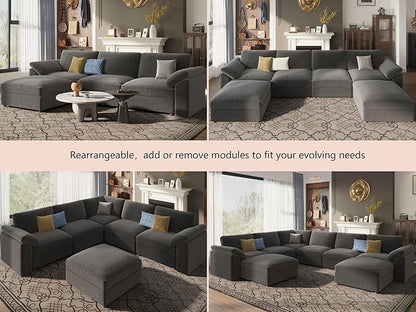 EASE MOOSE Oversized Sectional Modular Sofa,Large L Shape Sectional Couch Wide Deep Seat Modular Cloud Couch,Removable Cover