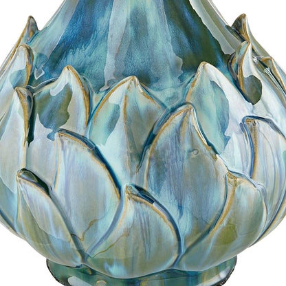 Possini Euro Design Kenya Modern Table Lamp 29 1/2" Tall Blue Green Reactive Glaze Ceramic Beige Linen Tapered Drum Shade for Bedroom Living Room House Home Bedside Nightstand Office Entryway Kids