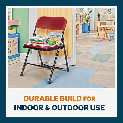 OEF Furnishings OEF800 Series Premium Heavy-Duty Plastic Folding Chairs, Lightweight, Durable Seating for Indoor and Outdoor Use, 500 lb Capacity (4-Pack, Red Plastic with Black Frame)